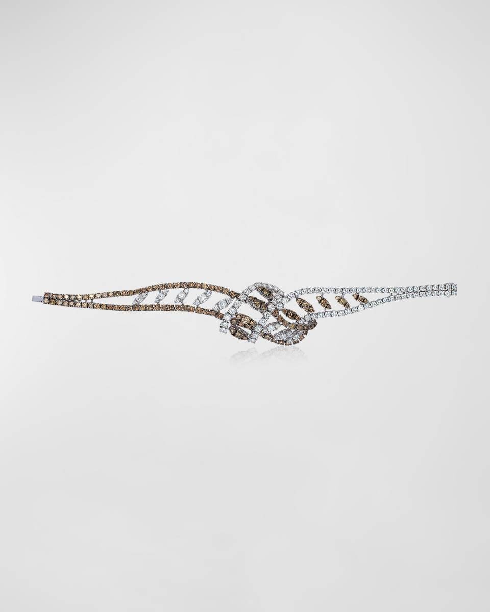 18K White Gold Bracelet with Brown and White Diamonds